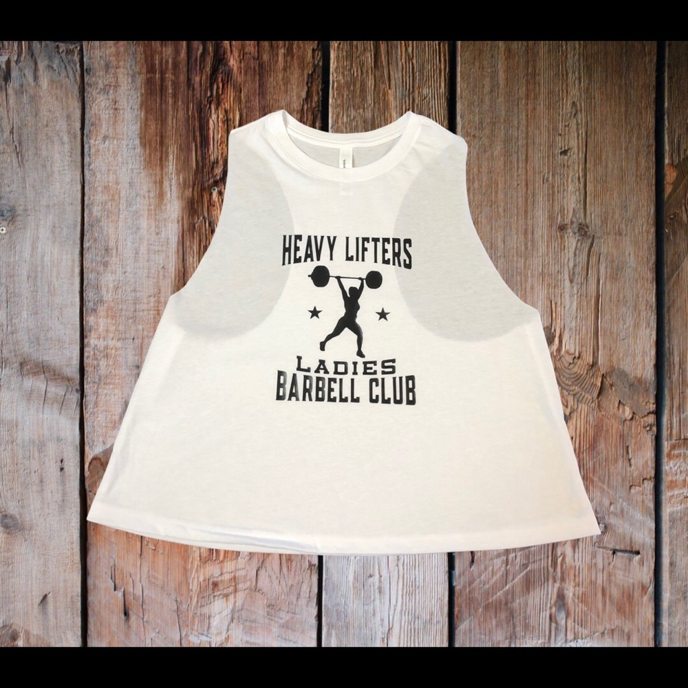 White Workout Cropped Racerback Shirt - Women who lift